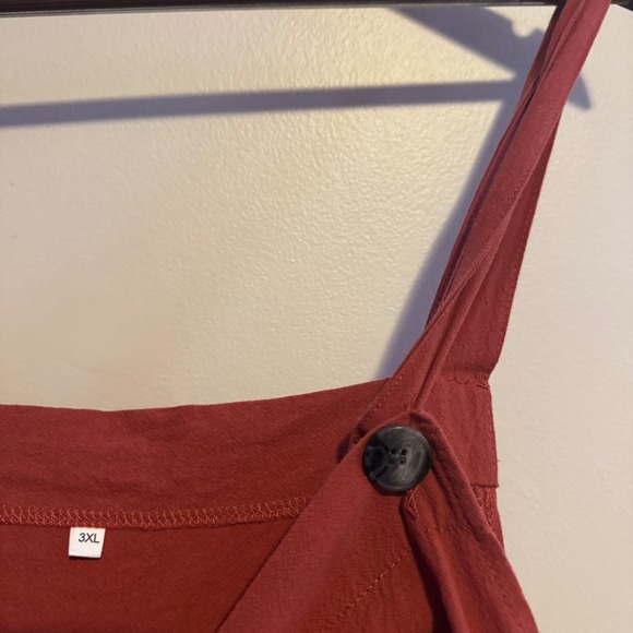 Women's 100% Cotton Wide Leg Overalls Plus Size 3XL Boho Indie Natural Fibers - Picture 3 of 4